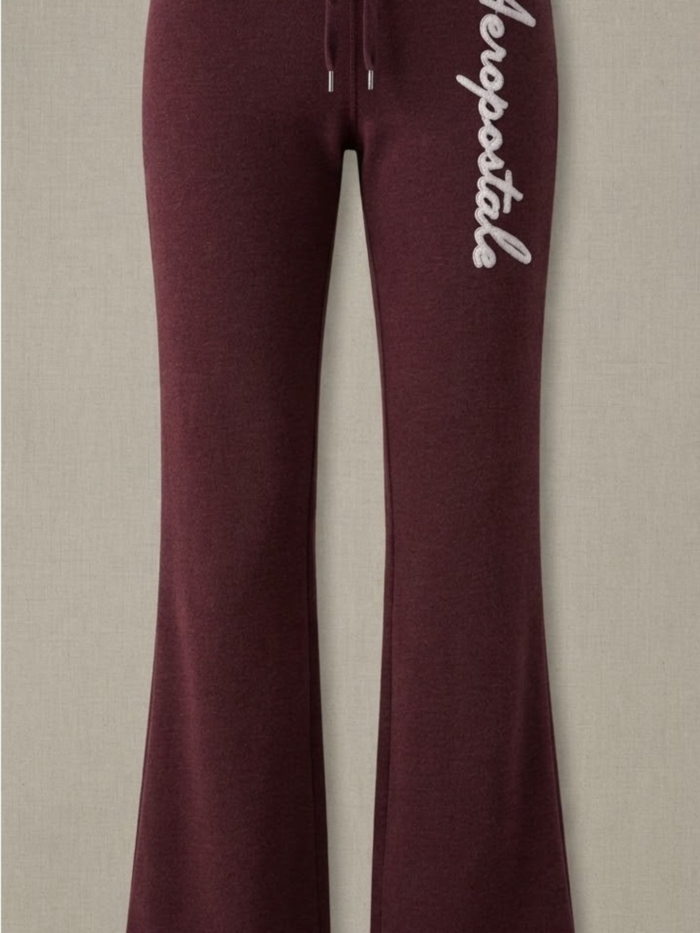 Aeropostale Girls' Maroon Flare Sweatpants with Script Logo